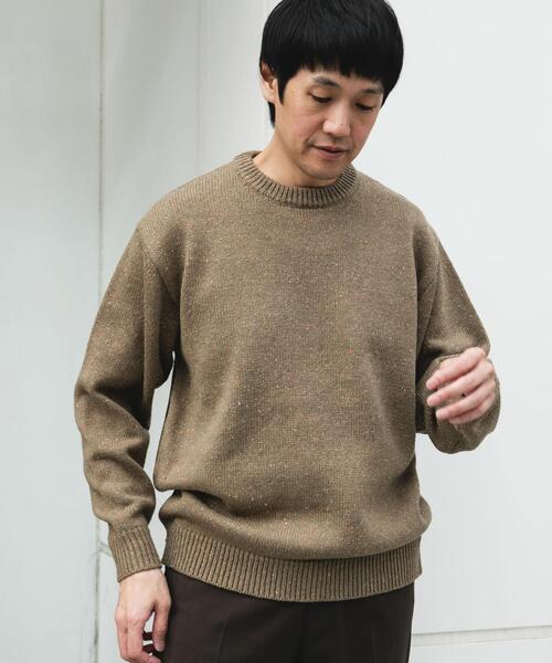 Drawer ウール配色クルーネックニット セール】ウールブレンドネップクルーネックニット（ニット/セーター