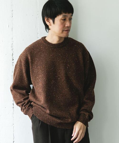 URBAN RESEARCH DOORS（アーバンリサーチドアーズ）の「ウールブレンドネップクルーネックニット（ニット/セーター・メンズ・ベージュ系その他/グレー系その他/ブラウン系その他・LARGE/MEDIUM）」の4枚目の写真