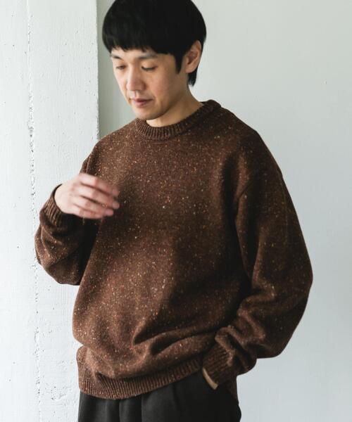 URBAN RESEARCH DOORS（アーバンリサーチドアーズ）の「ウールブレンドネップクルーネックニット（ニット/セーター・メンズ・ベージュ系その他/グレー系その他/ブラウン系その他・LARGE/MEDIUM）」の6枚目の写真