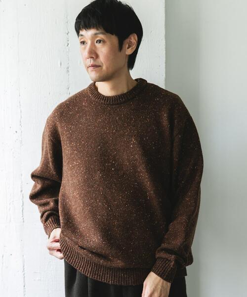 URBAN RESEARCH DOORS（アーバンリサーチドアーズ）の「ウールブレンドネップクルーネックニット（ニット/セーター・メンズ・ベージュ系その他/グレー系その他/ブラウン系その他・LARGE/MEDIUM）」の7枚目の写真