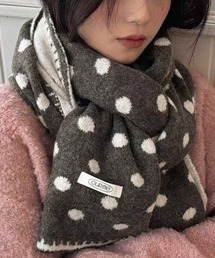 OHESHIO ドットパターンマフラー グレー・ブラック カシミヤ100%】チェック カシミヤマフラー（ストール・マフラー