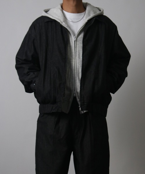 NYLAUS（ナイラス）の「【Nylaus】2026新作 ダブルジップブルゾン カーブステッチ ZIPアップブルゾン デニムジャケット セットアップ対応（ブルゾン・メンズ・ブラック/ブラウン/インディゴブルー/ブラック系その他・L/M）」の2枚目の写真