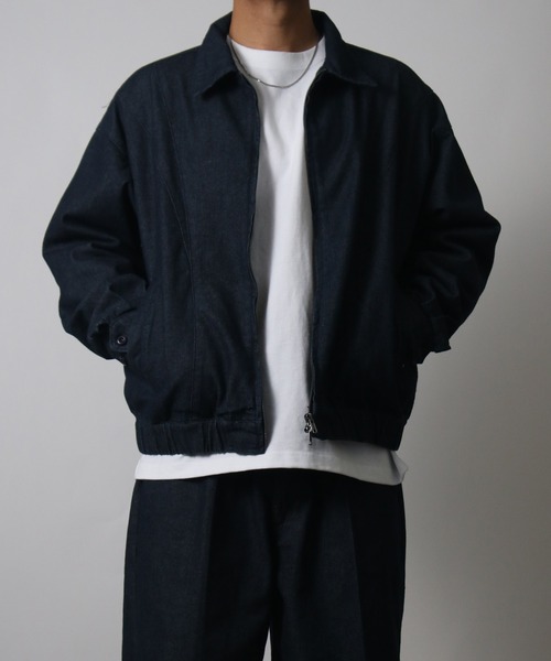 NYLAUS（ナイラス）の「【Nylaus】2026新作 ダブルジップブルゾン カーブステッチ ZIPアップブルゾン デニムジャケット セットアップ対応（ブルゾン・メンズ・ブラック/ブラウン/インディゴブルー/ブラック系その他・L/M）」の4枚目の写真