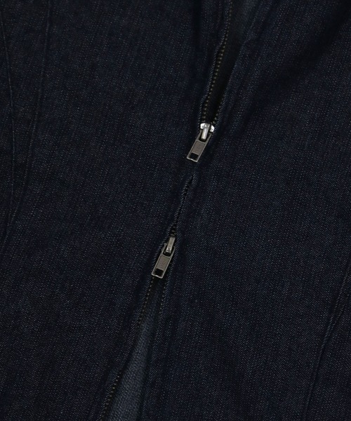 NYLAUS（ナイラス）の「【Nylaus】2026新作 ダブルジップブルゾン カーブステッチ ZIPアップブルゾン デニムジャケット セットアップ対応（ブルゾン・メンズ・ブラック/ブラウン/インディゴブルー/ブラック系その他・L/M）」の13枚目の写真
