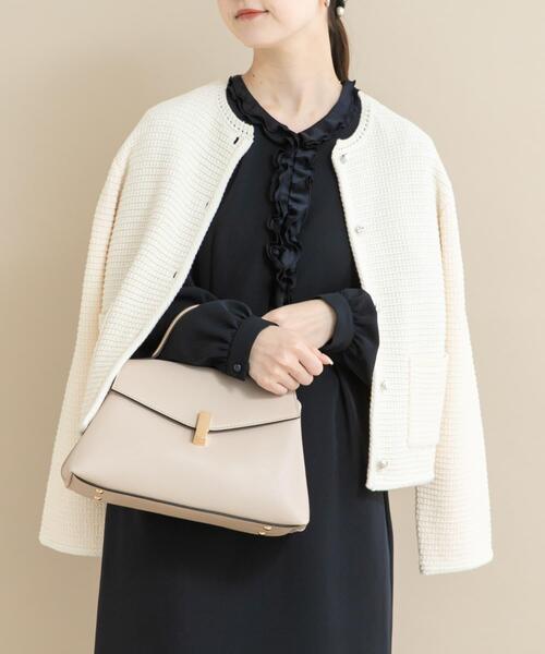 URBAN RESEARCH ROSSO WOMEN（アーバンリサーチ　ロッソ）の「『WEB/一部店舗限定』ツイードノーカラーニットジャケット（ノーカラージャケット・レディース・ネイビー/オフホワイト・FREE）」の5枚目の写真