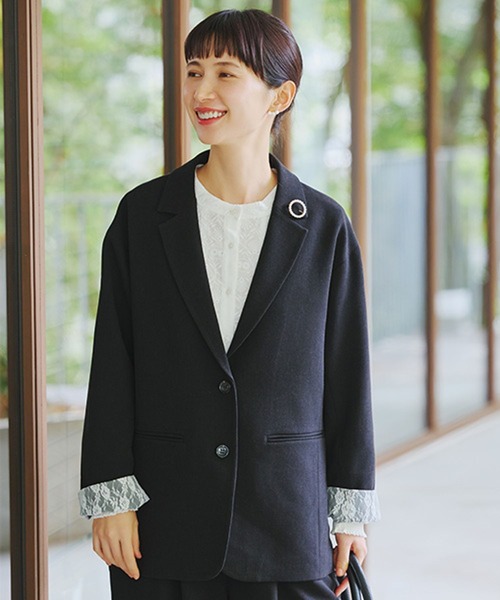 studio CLIP（スタディオクリップ）の「ダブルフロントやわらか刺繍ブラウス《オケージョン2026SS》（シャツ/ブラウス・レディース・ネイビー/ライトグレー/オフホワイト/ライトブルー・FREE）」の5枚目の写真