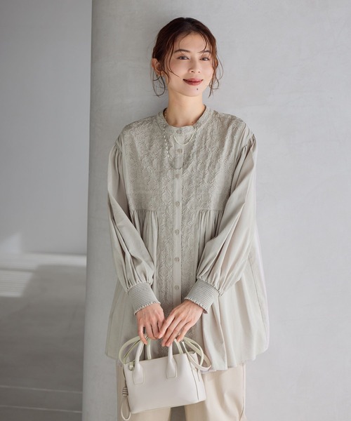 ダブルフロントやわらか刺繍ブラウス《オケージョン2026SS》（シャツ