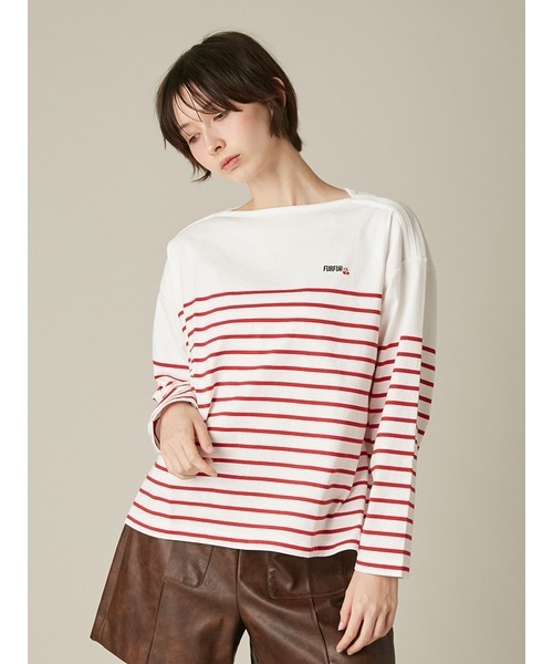 FURFUR(ファーファー)の「バスクボーダーロングスリーブTシャツ(Tシャツ/カットソー・レディース・サックスブルー/ホワイト/レッド/ピンク・F)」の9枚目の写真