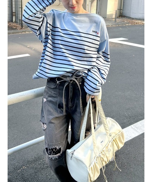 FURFUR(ファーファー)の「バスクボーダーロングスリーブTシャツ(Tシャツ/カットソー・レディース・サックスブルー/ホワイト/レッド/ピンク・F)」の19枚目の写真