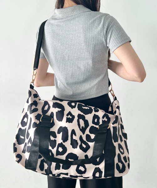 wears(ウェアーズ)の「レオパード 大容量 トラベルバッグ ボストンバッグ(ボストンバッグ・レディース・ピンク/ブラック・FREE)」の7枚目の写真