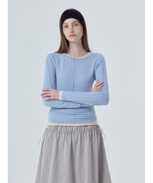 Round Pintuck T-Shirt, Sky Blue