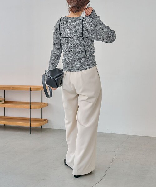 CAPRICIEUX LE'MAGE（カプリシューレマージュ）の「メランジキャミSETカーディガン（カーディガン/ボレロ・レディース・グレイッシュベージュ/ブラック/ベージュ・FREE）」の14枚目の写真