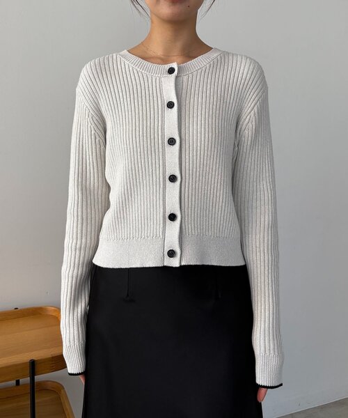 CAPRICIEUX LE'MAGE（カプリシューレマージュ）の「メランジキャミSETカーディガン（カーディガン/ボレロ・レディース・グレイッシュベージュ/ブラック/ベージュ・FREE）」の15枚目の写真