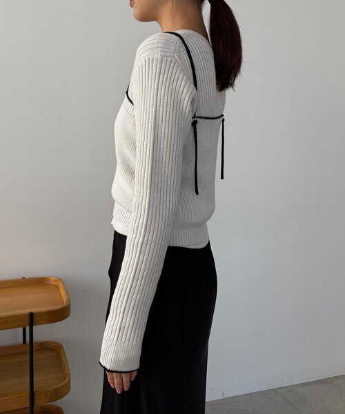 CAPRICIEUX LE'MAGE（カプリシューレマージュ）の「メランジキャミSETカーディガン（カーディガン/ボレロ・レディース・グレイッシュベージュ/ブラック/ベージュ・FREE）」の17枚目の写真