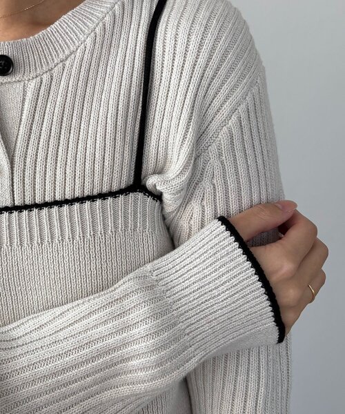 CAPRICIEUX LE'MAGE（カプリシューレマージュ）の「メランジキャミSETカーディガン（カーディガン/ボレロ・レディース・グレイッシュベージュ/ブラック/ベージュ・FREE）」の20枚目の写真