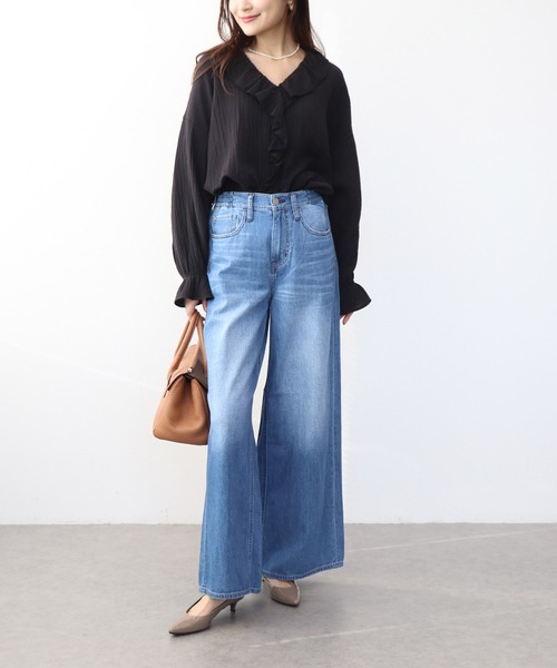 Jines（ジネス）の「ダブルガーゼフリルブラウス（シャツ/ブラウス・レディース・ホワイト/ブラック・38）」の5枚目の写真