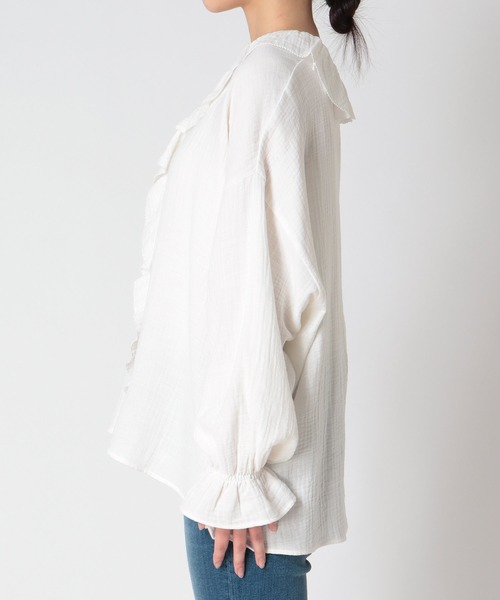 Jines（ジネス）の「ダブルガーゼフリルブラウス（シャツ/ブラウス・レディース・ホワイト/ブラック・38）」の21枚目の写真