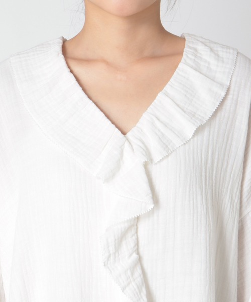 Jines（ジネス）の「ダブルガーゼフリルブラウス（シャツ/ブラウス・レディース・ホワイト/ブラック・38）」の19枚目の写真