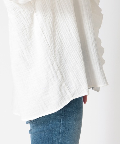 Jines（ジネス）の「ダブルガーゼフリルブラウス（シャツ/ブラウス・レディース・ホワイト/ブラック・38）」の17枚目の写真