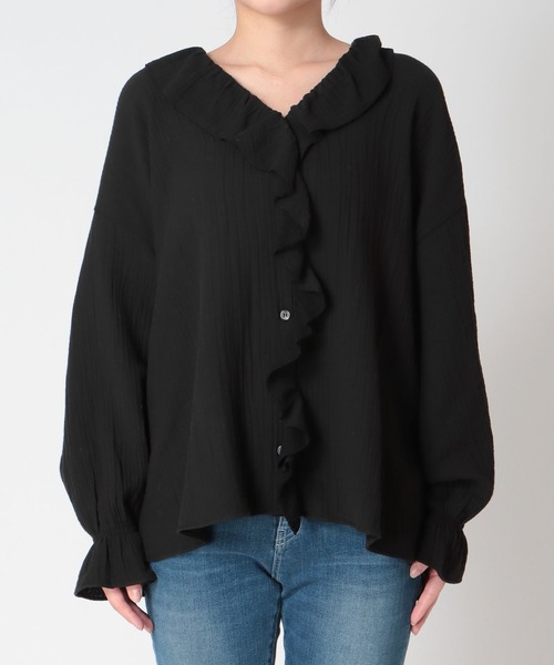 Jines（ジネス）の「ダブルガーゼフリルブラウス（シャツ/ブラウス・レディース・ホワイト/ブラック・38）」の14枚目の写真