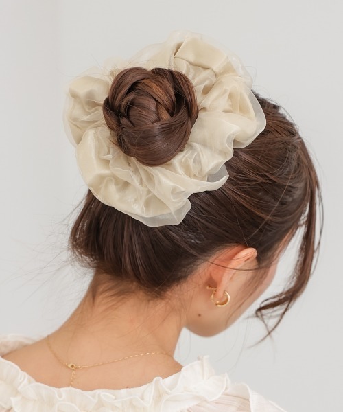 Bab（バブ）の「オーガンジー×サテンシュシュ（シュシュ・レディース・ライトピンク/ライトブルー/シルバー/ゴールド・ONESIZE）」の16枚目の写真