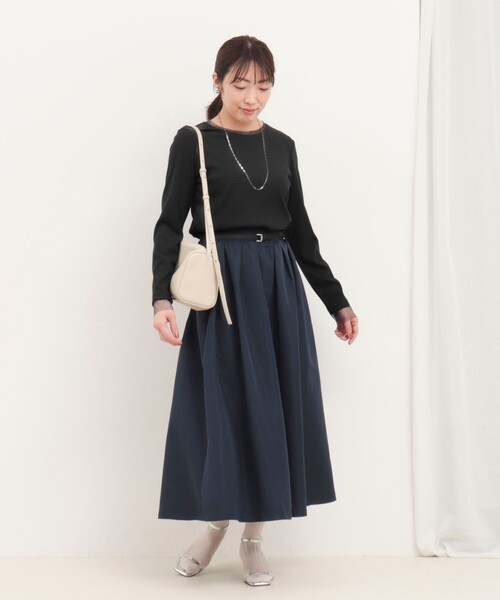 MICO COULIER（ミコクリエ）の「ラメテレコ×チュールロンT（Tシャツ/カットソー・レディース・チャコールグレー/キナリ/ライトグレー・38）」の4枚目の写真