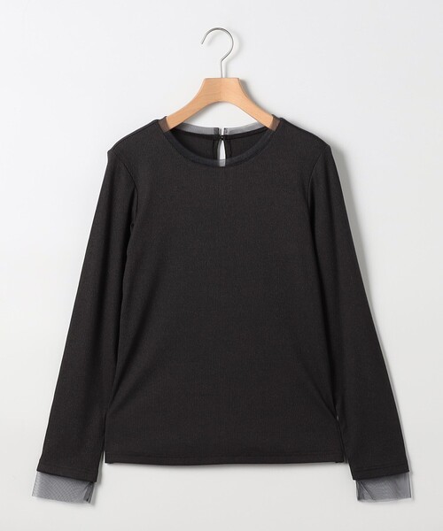 MICO COULIER（ミコクリエ）の「ラメテレコ×チュールロンT（Tシャツ/カットソー・レディース・チャコールグレー/キナリ/ライトグレー・38）」の14枚目の写真