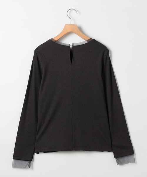 MICO COULIER（ミコクリエ）の「ラメテレコ×チュールロンT（Tシャツ/カットソー・レディース・チャコールグレー/キナリ/ライトグレー・38）」の16枚目の写真