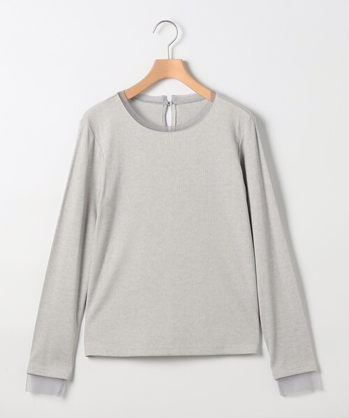 MICO COULIER（ミコクリエ）の「ラメテレコ×チュールロンT（Tシャツ/カットソー・レディース・チャコールグレー/キナリ/ライトグレー・38）」の17枚目の写真