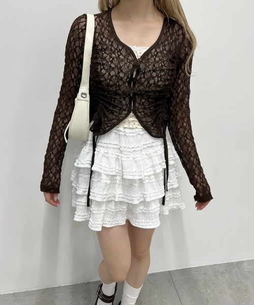 PHILLY(フィリー)の「ドロストレースカーディガン(カーディガン/ボレロ・レディース・ブラック/ブラウン/ホワイト・FREE)」の8枚目の写真