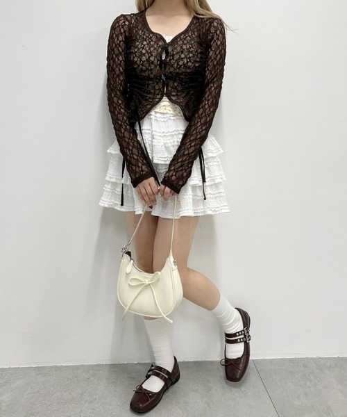 PHILLY(フィリー)の「ドロストレースカーディガン(カーディガン/ボレロ・レディース・ブラック/ブラウン/ホワイト・FREE)」の9枚目の写真