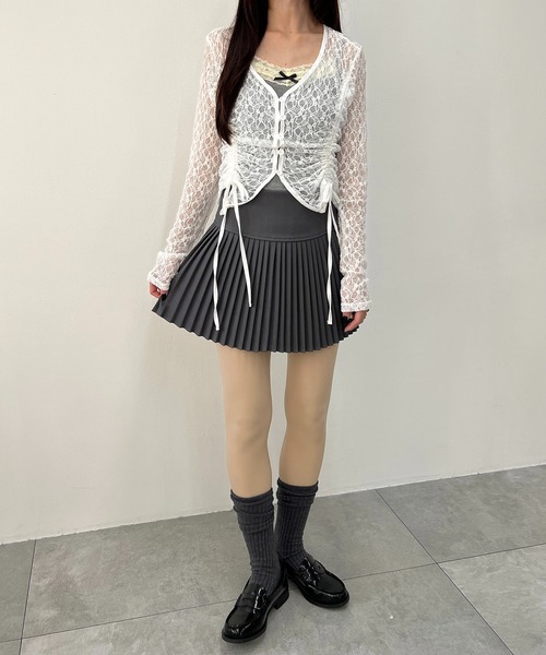 PHILLY(フィリー)の「ドロストレースカーディガン(カーディガン/ボレロ・レディース・ブラック/ブラウン/ホワイト・FREE)」の6枚目の写真