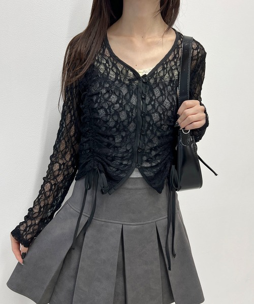 PHILLY(フィリー)の「ドロストレースカーディガン(カーディガン/ボレロ・レディース・ブラック/ブラウン/ホワイト・FREE)」の10枚目の写真