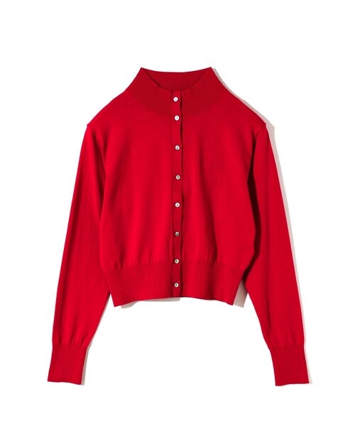 MIDIUMISOLID(ミディウミソリッド)の「MIDIUMISOLID for Ladies ハイネックショートカーディガン(カーディガン/ボレロ・レディース・ブラック/ベージュ/レッド・FREE)」の7枚目の写真