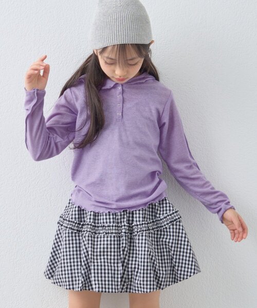 CIAOPANIC TYPY（チャオパニックティピー）の「【KIDS】シアーワッフルスナップ釦メロウフーディー（Tシャツ/カットソー・キッズ・ブラック/バイオレット/イエロー・SMALL/XX-LARGE/X-LARGE/LARGE/MEDIUM）」の3枚目の写真