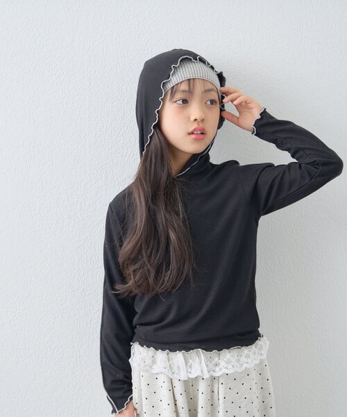 CIAOPANIC TYPY（チャオパニックティピー）の「【KIDS】シアーワッフルスナップ釦メロウフーディー（Tシャツ/カットソー・キッズ・ブラック/バイオレット/イエロー・SMALL/XX-LARGE/X-LARGE/LARGE/MEDIUM）」の18枚目の写真