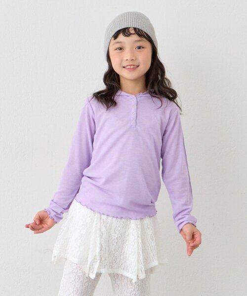 CIAOPANIC TYPY（チャオパニックティピー）の「【KIDS】シアーワッフルスナップ釦メロウフーディー（Tシャツ/カットソー・キッズ・ブラック/バイオレット/イエロー・SMALL/XX-LARGE/X-LARGE/LARGE/MEDIUM）」の21枚目の写真