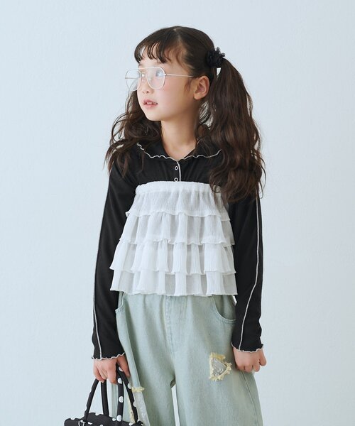 CIAOPANIC TYPY(チャオパニックティピー)の「【KIDS】シアーワッフルフードロンTEE《ジュニアサイズあり》(Tシャツ/カットソー・キッズ・ブラック/バイオレット/イエロー・SMALL/XX-LARGE/X-LARGE/LARGE/MEDIUM)」の12枚目の写真
