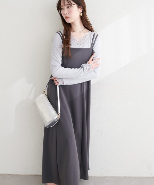natural couture（ナチュラルクチュール）の「カットジョーゼットキャミワンピース（ワンピース・レディース・チェック/グレー/ブラック/グレイッシュベージュ/ドット/その他2/その他3/その他1/その他4・FREE）」の20枚目の写真