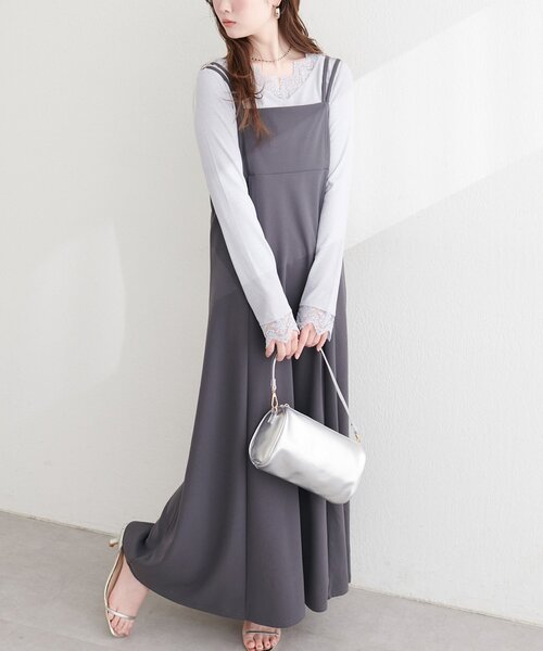 natural couture（ナチュラルクチュール）の「カットジョーゼットキャミワンピース（ワンピース・レディース・チェック/グレー/ブラック/グレイッシュベージュ/ドット/その他2/その他3/その他1/その他4・FREE）」の22枚目の写真
