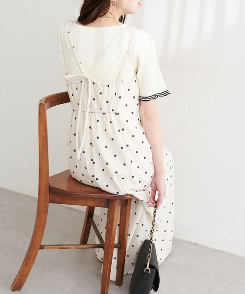 natural couture（ナチュラルクチュール）の「カットジョーゼットキャミワンピース（ワンピース・レディース・チェック/グレー/ブラック/グレイッシュベージュ/ドット/その他2/その他3/その他1/その他4・FREE）」の8枚目の写真