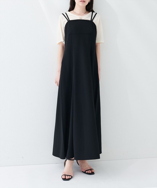 natural couture（ナチュラルクチュール）の「カットジョーゼットキャミワンピース（ワンピース・レディース・チェック/グレー/ブラック/グレイッシュベージュ/ドット/その他2/その他3/その他1/その他4・FREE）」の2枚目の写真
