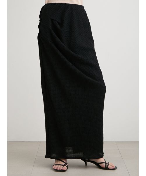 MIESROHE（ミースロエ）の「ブルーゼイージードレープスカート（スカート・レディース・ブラック/チェック/ホワイト/ライトブルー・0/1）」の2枚目の写真