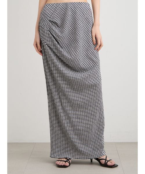 MIESROHE（ミースロエ）の「ブルーゼイージードレープスカート（スカート・レディース・ブラック/チェック/ホワイト/ライトブルー・0/1）」の11枚目の写真