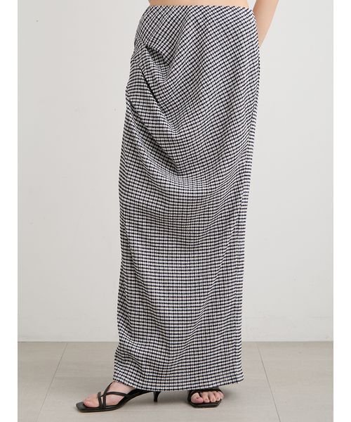 MIESROHE（ミースロエ）の「ブルーゼイージードレープスカート（スカート・レディース・ブラック/チェック/ホワイト/ライトブルー・0/1）」の19枚目の写真