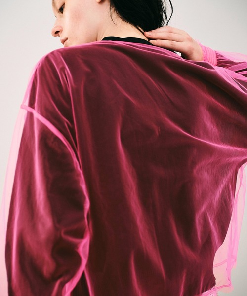 NOISE MAKER（ノイズメーカー）の「チュールレイヤードカーディガン（カーディガン/ボレロ・レディース・ベージュ系その他/ブラック×ピンク/ネイビー系・FREE）」の10枚目の写真