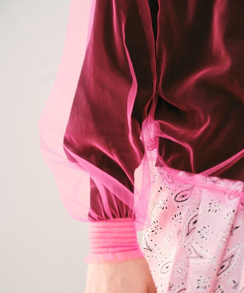 NOISE MAKER（ノイズメーカー）の「チュールレイヤードカーディガン（カーディガン/ボレロ・レディース・ベージュ系その他/ブラック×ピンク/ネイビー系・FREE）」の9枚目の写真