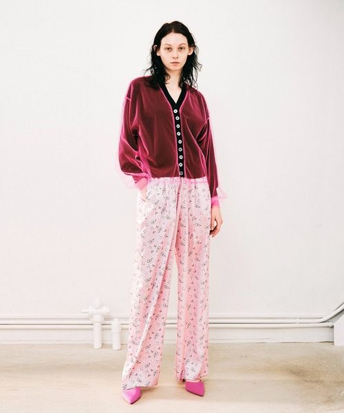 NOISE MAKER（ノイズメーカー）の「チュールレイヤードカーディガン（カーディガン/ボレロ・レディース・ベージュ系その他/ブラック×ピンク/ネイビー系・FREE）」の5枚目の写真