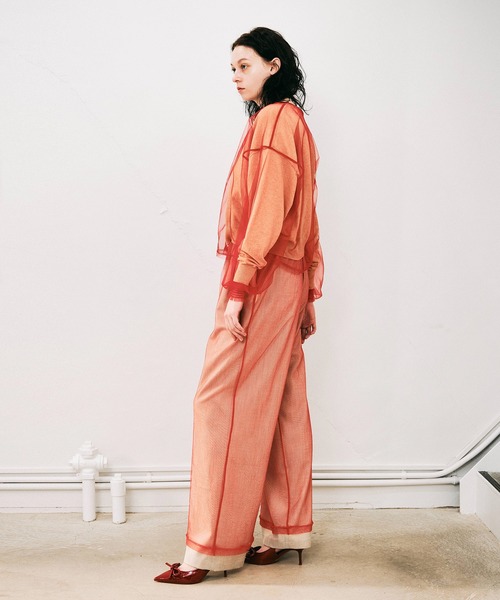 NOISE MAKER（ノイズメーカー）の「チュールレイヤードカーディガン（カーディガン/ボレロ・レディース・ベージュ系その他/ブラック×ピンク/ネイビー系・FREE）」の13枚目の写真