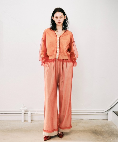 NOISE MAKER（ノイズメーカー）の「チュールレイヤードカーディガン（カーディガン/ボレロ・レディース・ベージュ系その他/ブラック×ピンク/ネイビー系・FREE）」の14枚目の写真